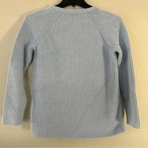 J. Crew Factory Pale Blue V-Neck Cable Knit Sweater Medium Casual Comfy thumbnail 4