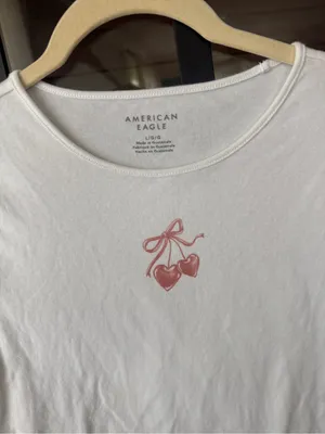 American Eagle cherry baby tee cropped top short sleeve now coquette thumbnail 2