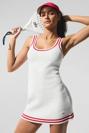 Alo Yoga Tennis Club Knit Sweater Dress white Candy Red Small thumbnail 3