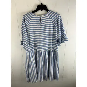 MAISIE Lex Puff Sleeve Babydoll Style Dress In Blue/White Stripe. NWOT. Size L. thumbnail 3