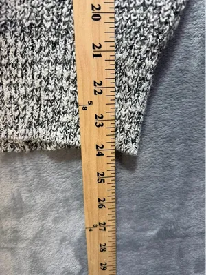Free People Womens Chunky Knit Sweater Cotton Linen Blend Marled Black White XS thumbnail 7