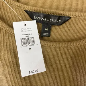 Banana Republic Tan Ribbed Short Sleeve Tee T Shirt NEW M thumbnail 4