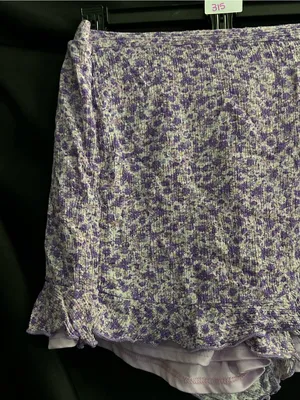 Pink Lily Lavender Floral Wrap Skirt Shorts MD thumbnail 4