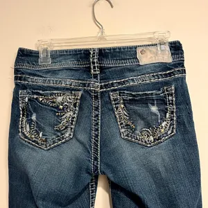 Silver Jeans Y2K Suki Low Rise Bootcut Dark Wash Embellished Size 26 thumbnail 5