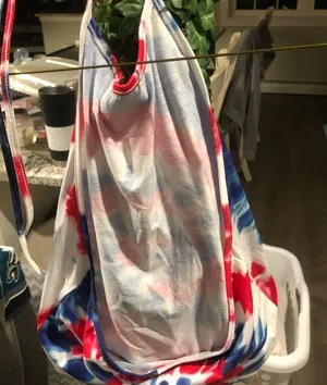 Red, White & Blue Tie Die Tie Top Red Size M thumbnail 2