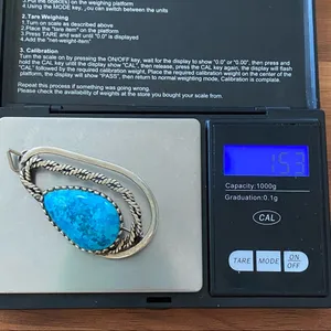 Unsigned Southwestern Sterling Silver Teardrop Turquoise Pendant Brooch thumbnail 5