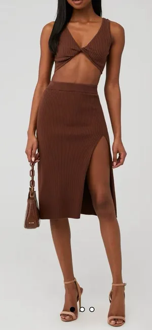 Line & Dot NWT Women’s Brown Celia Set Skirt and Top‎ Size L thumbnail 1