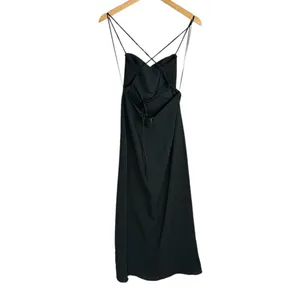 NWT ZARA Midi Corset Dress Sz Small Black Open Lace Up Back Side Slit thumbnail 5