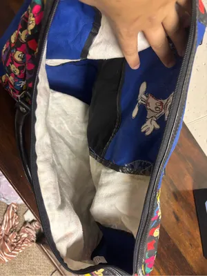 Vintage Disney Mickey Minnie Canvas Duffel Bag Blue Colorful All Over Print Week thumbnail 7