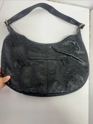 Pinky Black Leather Hobo Bag with Gold Hardware thumbnail 8