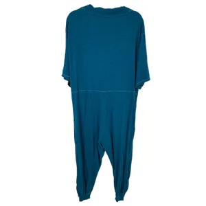 Natural Life Charlie Cotton Jumpsuit Teal Blue Deep V Pocket Romper Size M thumbnail 3