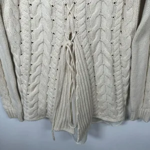 Cabi Womens Sweater‎ Small Cable Knit Corset Tie Back Style 3157 Ivory Cream thumbnail 15