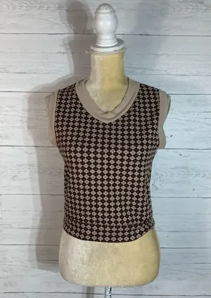 Urban Romantics Y2K Argyle Vest Women’s M Brown Preppy Retro Lightweight Academia thumbnail 3