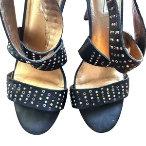 CYNTHIA VINCENT Reid‎ Studded Leather Heels Black Sz 10 thumbnail 5