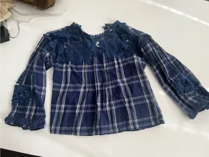 Free people Blue Plaid Lace Yoke Women's Top - Unbranded thumbnail 7