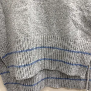 Free People‎ All Star Stripe Poncho Vest Gray Blue V-Neck Side Tie Tassels OS thumbnail 7
