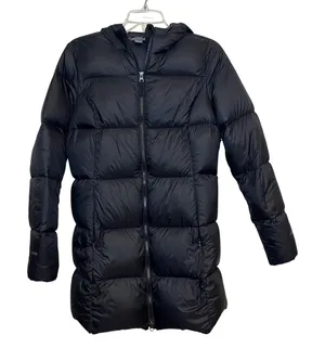 Eddie Bauer Jacket EB550 Down‎ Puffer Coat Hooded Black Small Winter Snow thumbnail 1