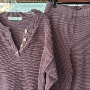 FP BEACH HAILEE SWEATER SET HENLEY PULLOVER & WIDE LEG PANT purple Maeve thumbnail 5