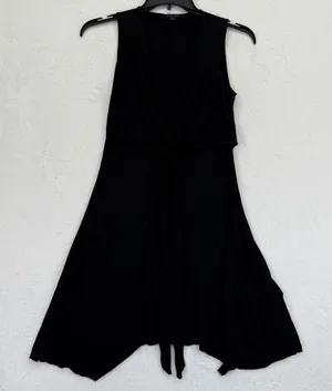 AllSaints Jayda Jersey‎ Dress Black Sleeveless Tie Waist Casual Womens Small thumbnail 1