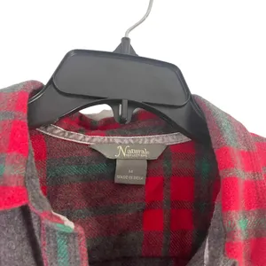 Natural Reflections Women's Size Medium Red Grey Plaid Soft Flannel Button Up‎ thumbnail 5