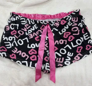 Pink and Black Love Print Women's Sleep Shorts thumbnail 1