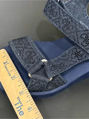 GUESS Dawsin Denim Rhinestone Embellished Straps EVA Soles Wedge Sandals Size 6 thumbnail 14