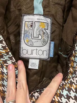 Burton Womens Vintage Houndstooth Plaid Snowboard Ski Jacket Blue Brown Medium thumbnail 4