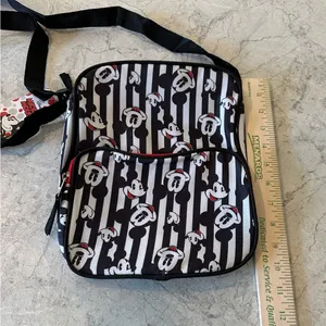 NEW Mickey Mouse Disney Crossbody Canvas Bag Purse‎ Black White Red thumbnail 2