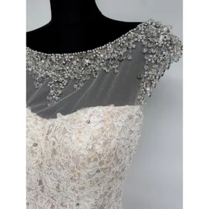 Sherri Hill 51114 Ivory‎ Lace Mermaid Gown – Beaded Cap Sleeve Formal Dress Sz 4 thumbnail 6