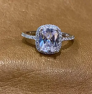 Cushion 3Ct Diamond square 925 logo silver ring engagement bridal 4 5 6 7 8 9 10 thumbnail 1