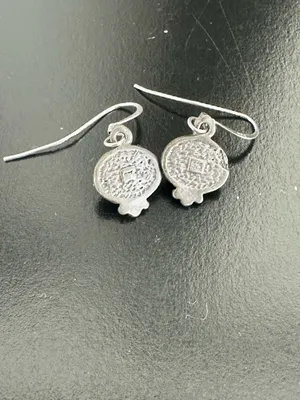 Red Floral Oval Drop Earring Set In Silver thumbnail 2