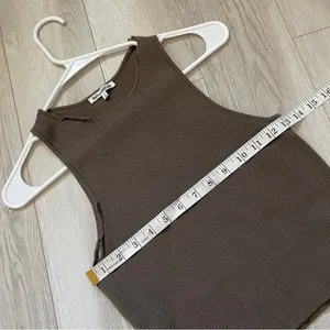 Reformation Distressed Tank Top organic cotton womens Brown (small) casual crop thumbnail 3