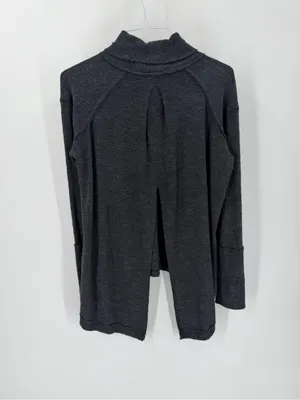 WE THE FREE People Charcoal Split Back Long Sleeve Turtleneck Tunic Top thumbnail 5