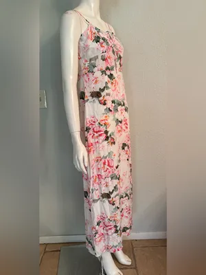 Favorite Daughter Floral Pink Spaghetti-Strap Maxi Dress Size 8🌸💗 thumbnail 4