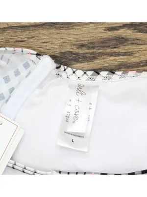 NWT Salt + Cove Plaid Underwire Bikini Swim Top 807027 Black White Multi L thumbnail 4