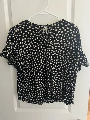 Who What Wear Polka Dot Ruffle Blouse thumbnail 2