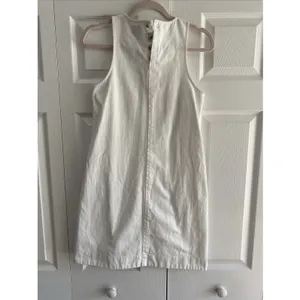 J.Crew‎ Button-Back Shift Dress Womens Size 00 White Denim Mini Rush Sorority thumbnail 6