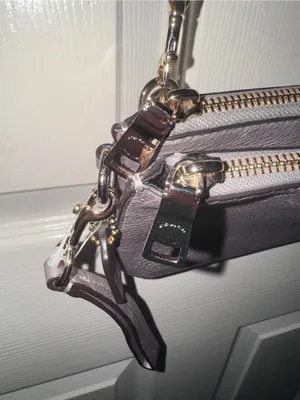Coach F53157 Metallic Pewter Leather Crossbody Wristlet Double Zip Bag thumbnail 4