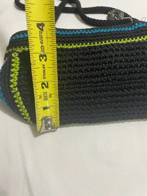The Sak Crochet Knit Shoulder Bag Black Multicolor Striped Zip Boho Handbag thumbnail 7