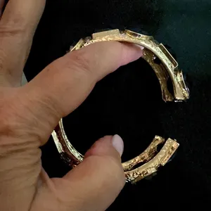Amrita Singh Shelter Island gold hammered brass and black beveled stones bangle bracelet. NWT thumbnail 3