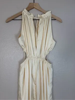 12th Tribe Cream Ivory Satin Cutout Maxi Dress Small thumbnail 6