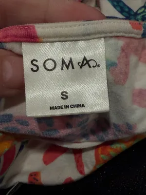 Soma Starfish Print Short Nightgown - Pink, Yellow, Teal on‎ White small thumbnail 4