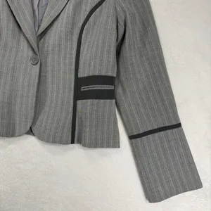Jessica McClintock 8 Pinstripe Grey Blazer Black Trim Tailored Office Career Y2K thumbnail 5