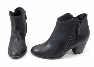 Paul Green Black Leather Ankle Boots Block Heel Zip Booties 7.5 Made in‎ Austria thumbnail 1