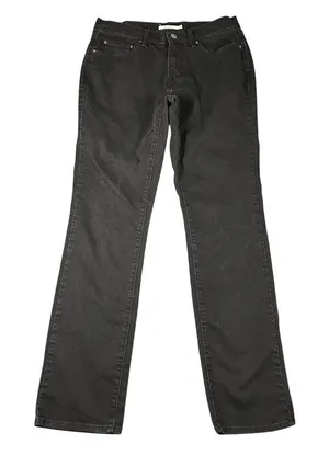 Levis 505 Womens 29‎ Straight Black Denim Jeans Flat Front 5 Pocket Design thumbnail 1