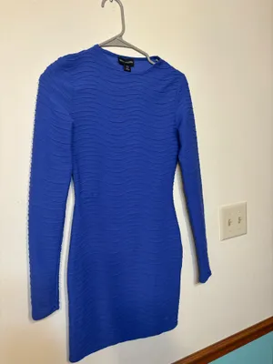 Pretty Little Thing Textured Cobalt Mini Dress thumbnail 3