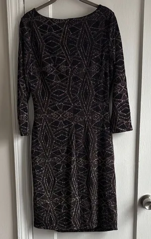 Anne Klein Black and Brown Patterned Long Sleeve Dress thumbnail 1