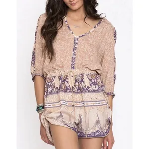 Spell And The Gypsy Xanadu Playsuit Peacock Romper in Gold Dust Size Small Boho thumbnail 2