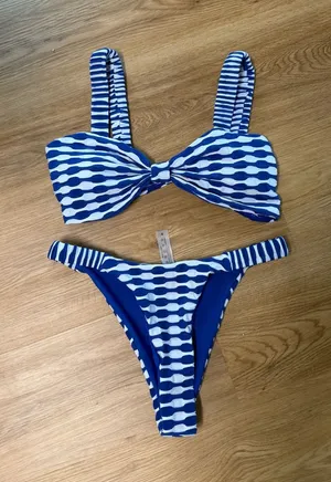 Blue & White Patterned Bikini Set Size M thumbnail 1