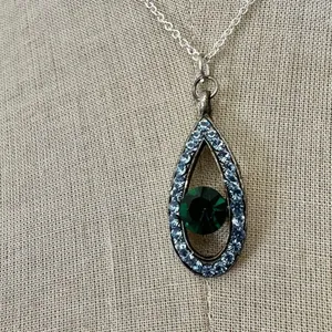 Blue and green rhinestone pendant necklace thumbnail 4